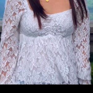 White floral long sleeved top